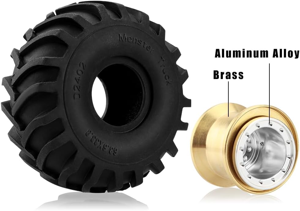 GLOBACT Aluminum Monster Truck RC Wheel Tires