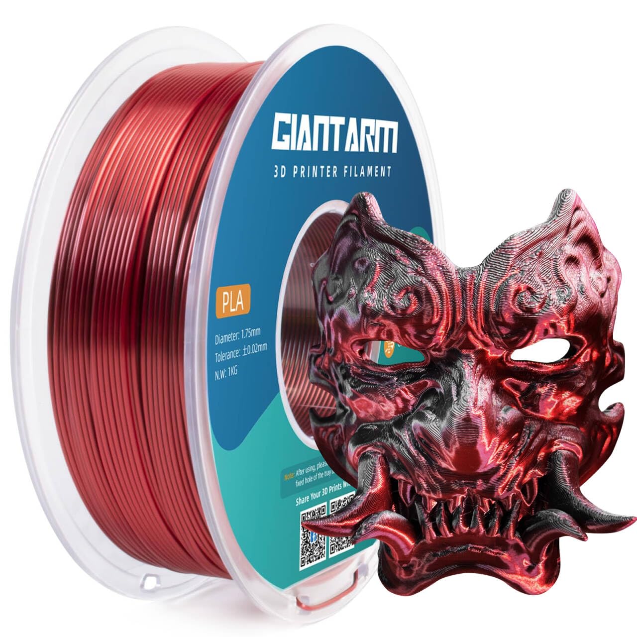 GIANTARM Silk Metallic Silver PLA 3D Printer Filament