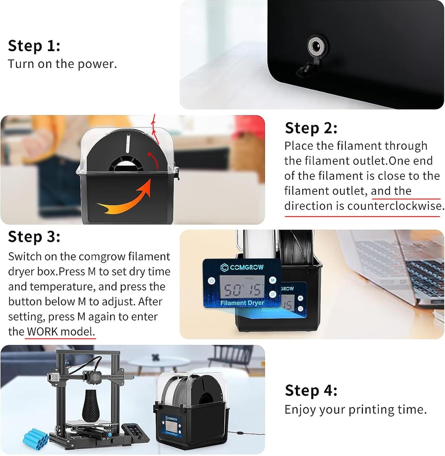 Comgrow 3D Printer Filament Dryer Box