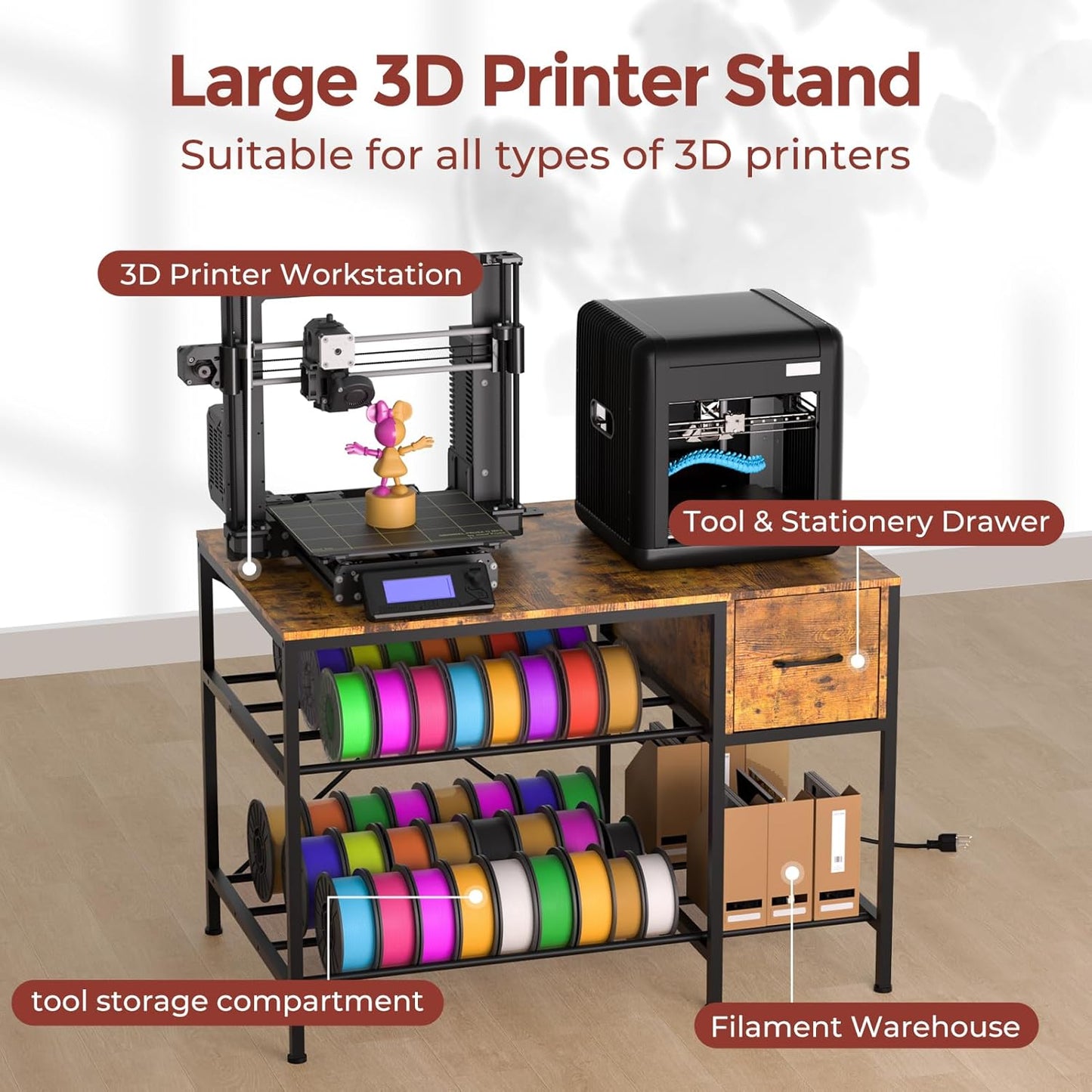 3D Printer Stand with Filament Storage