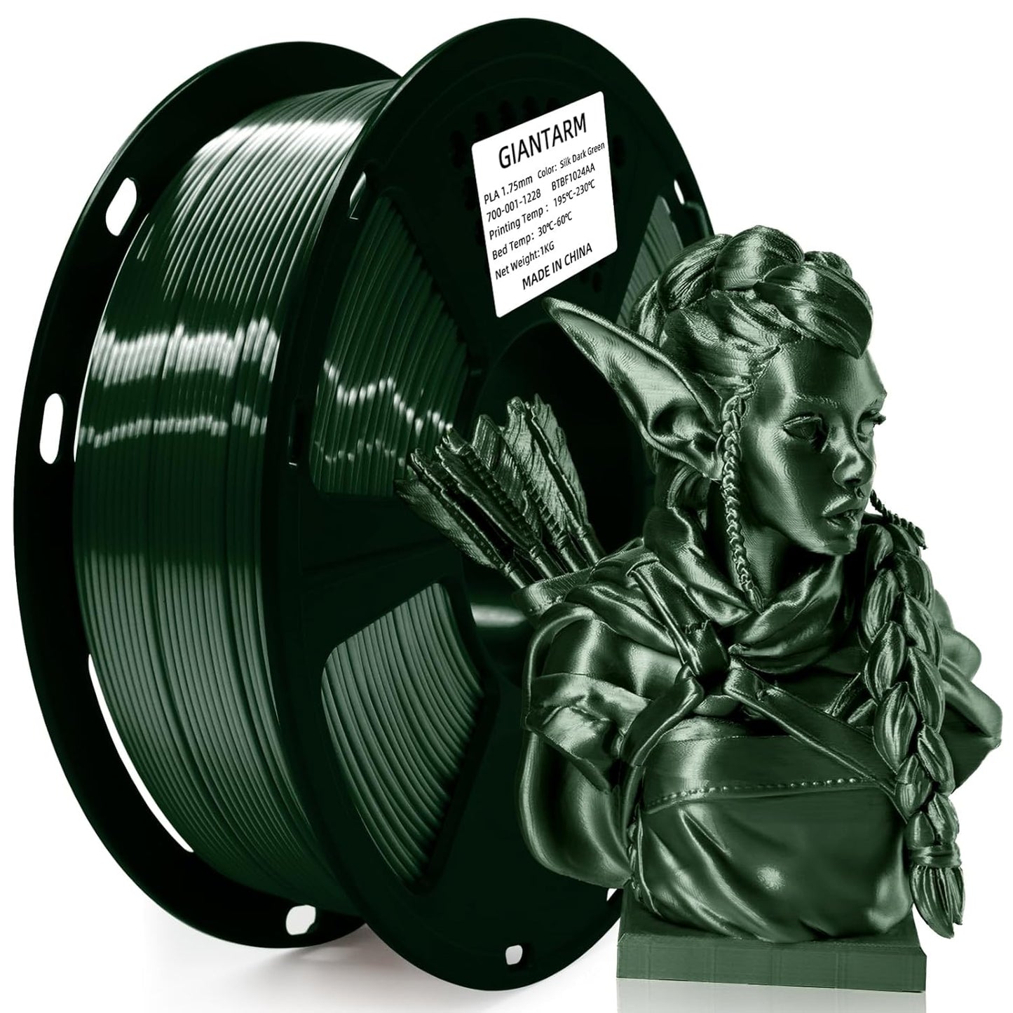GIANTARM Silk Metallic Silver PLA 3D Printer Filament