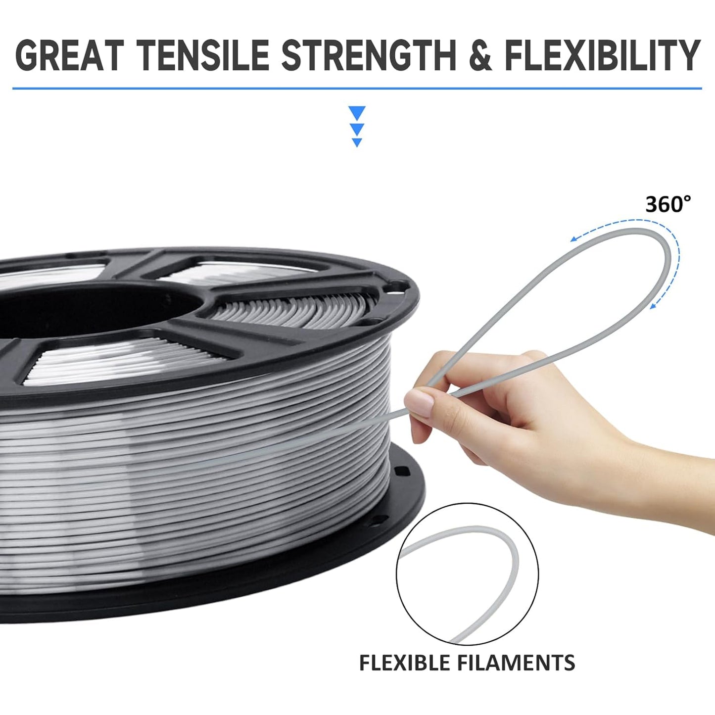 GIANTARM Silk Metallic Silver PLA 3D Printer Filament