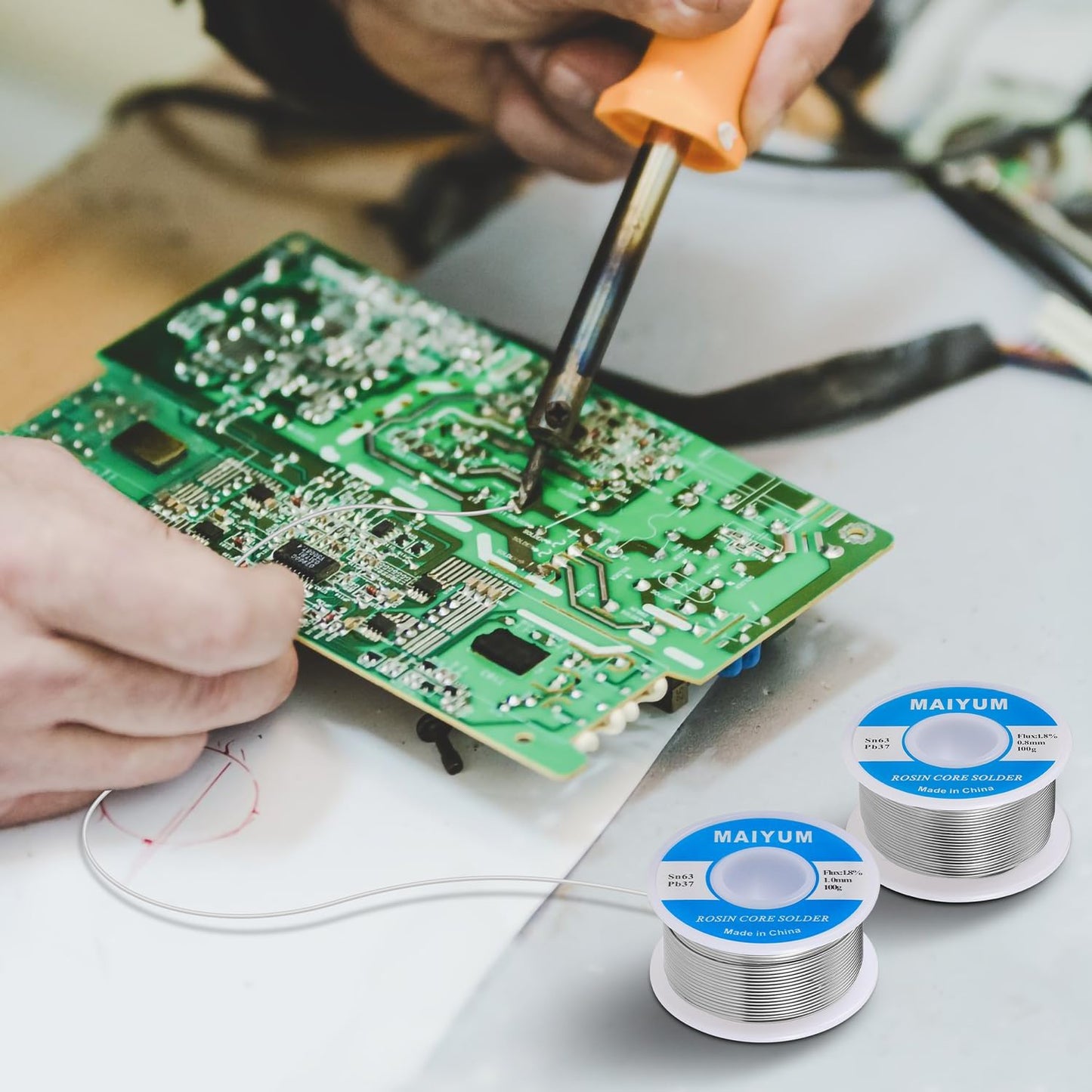 63-37 Tin Lead Rosin Core Solder Wire for Electrical Soldering (0.8mm 50g)