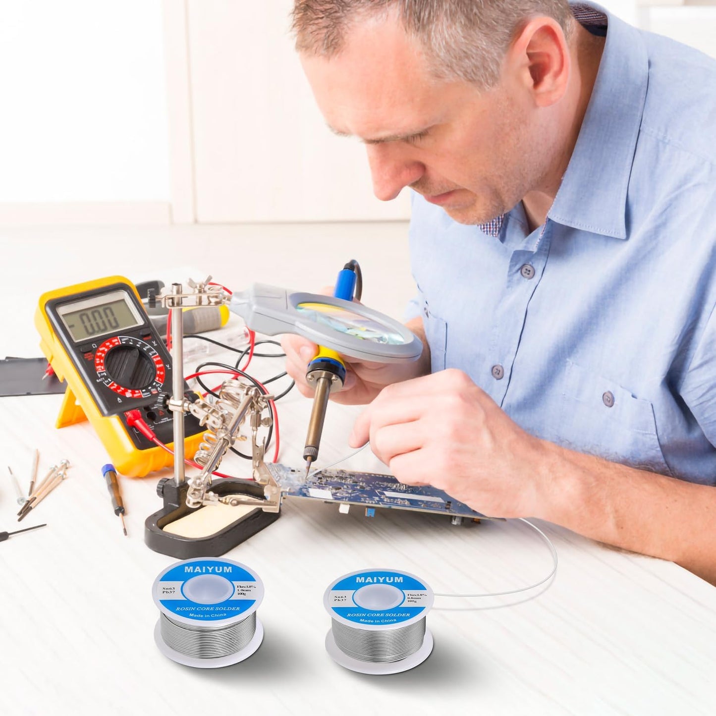 63-37 Tin Lead Rosin Core Solder Wire for Electrical Soldering (0.8mm 50g)