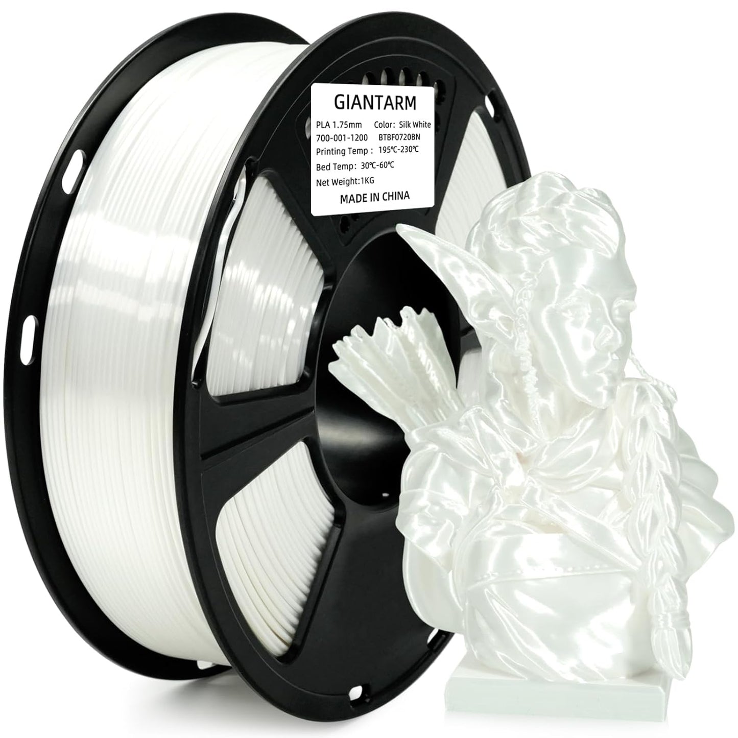 GIANTARM Silk Metallic Silver PLA 3D Printer Filament