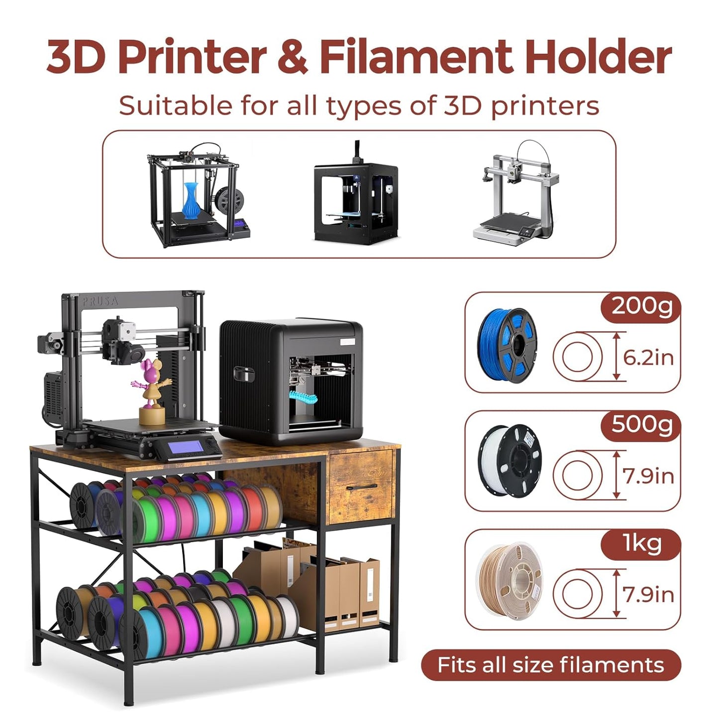 3D Printer Stand with Filament Storage