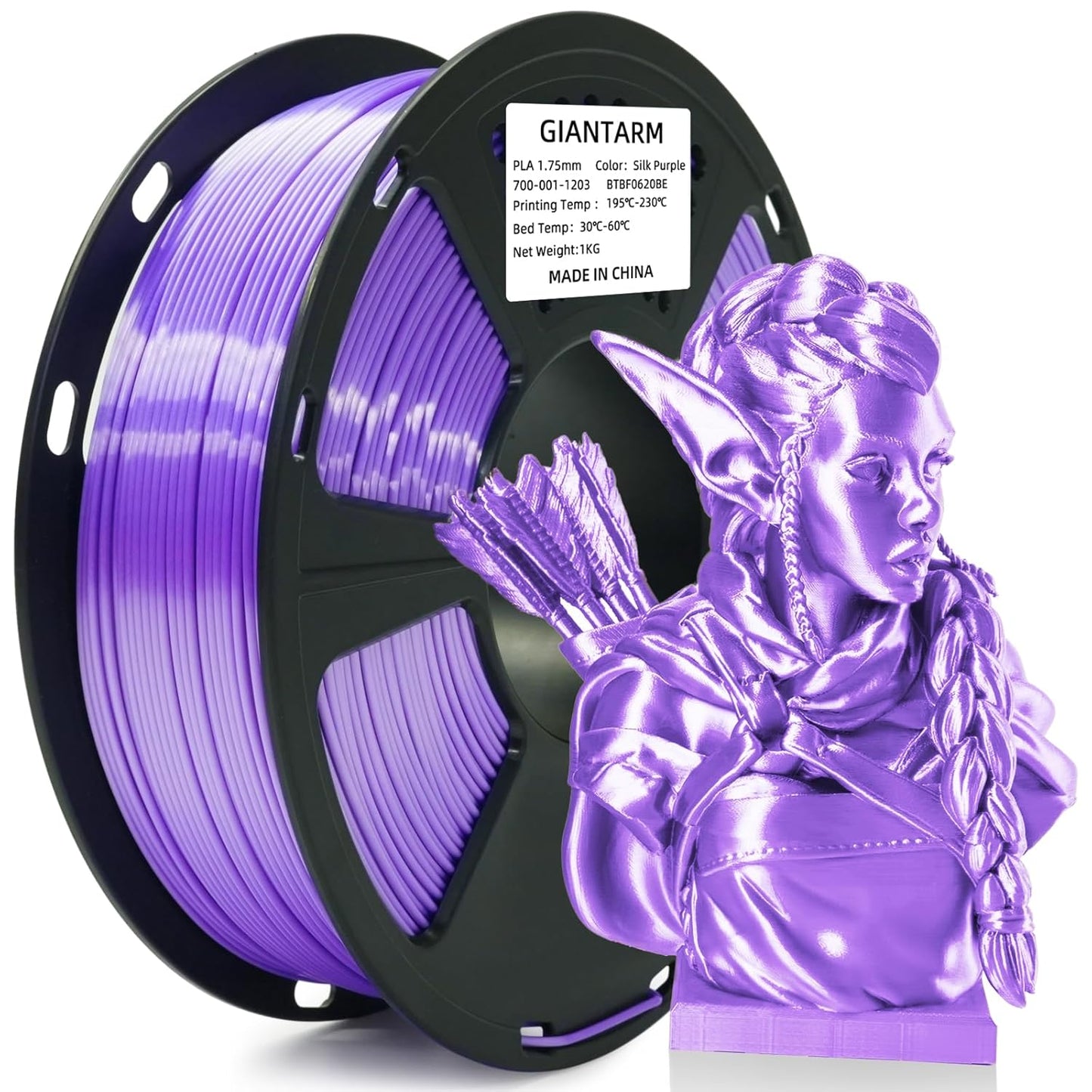 GIANTARM Silk Metallic Silver PLA 3D Printer Filament