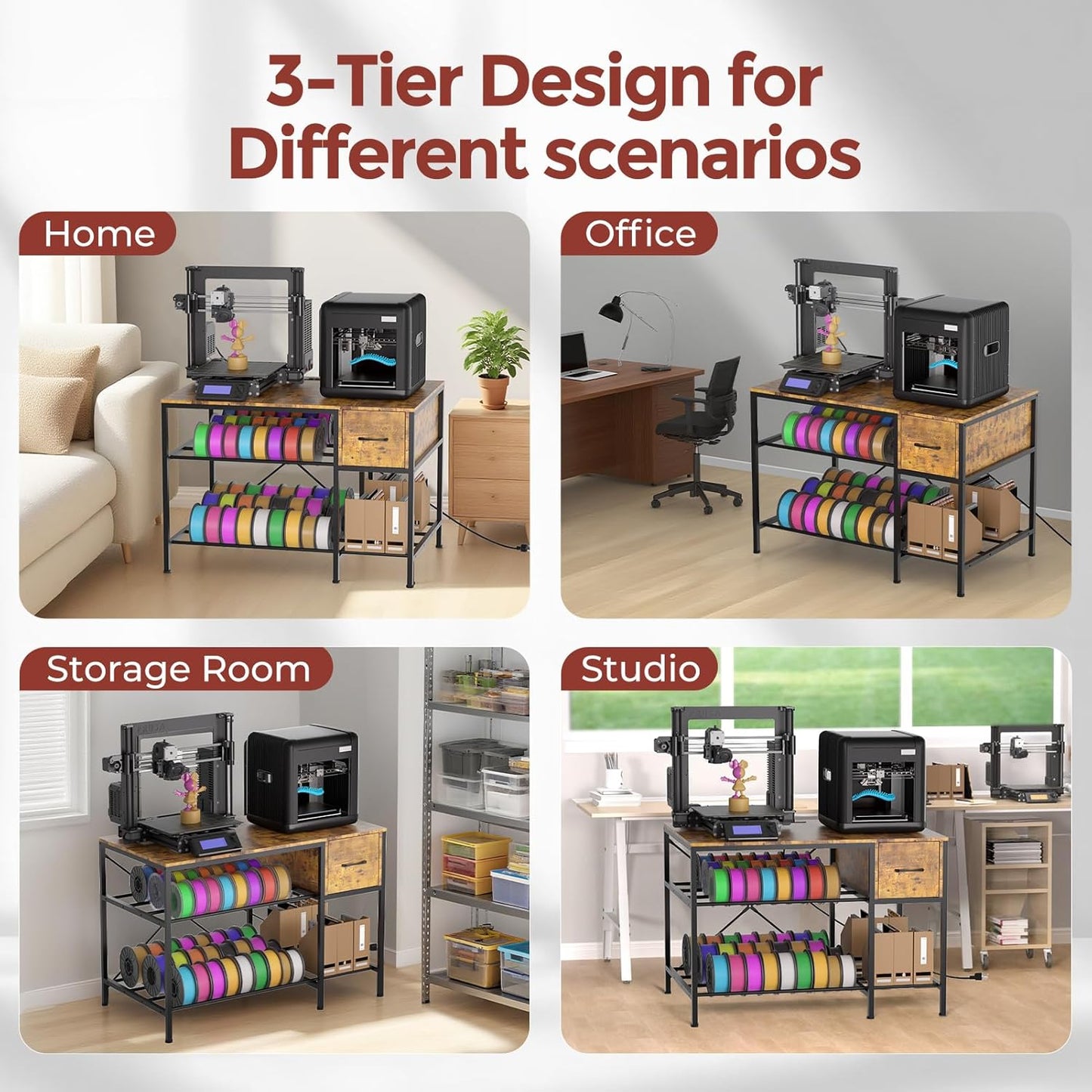3D Printer Stand with Filament Storage