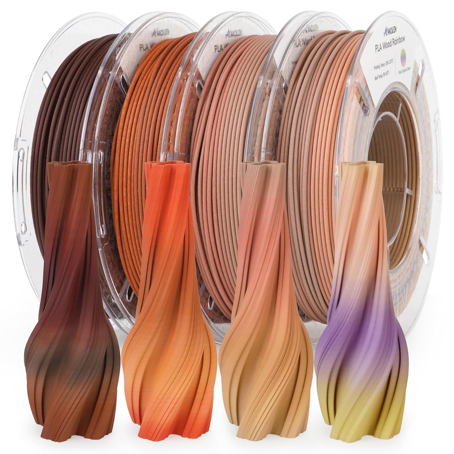 AMOLEN Silk PLA 3D Printer Filament Bundle