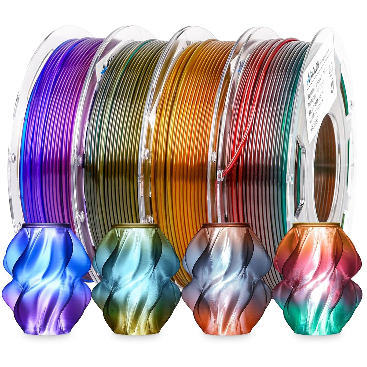 AMOLEN Silk PLA 3D Printer Filament Bundle