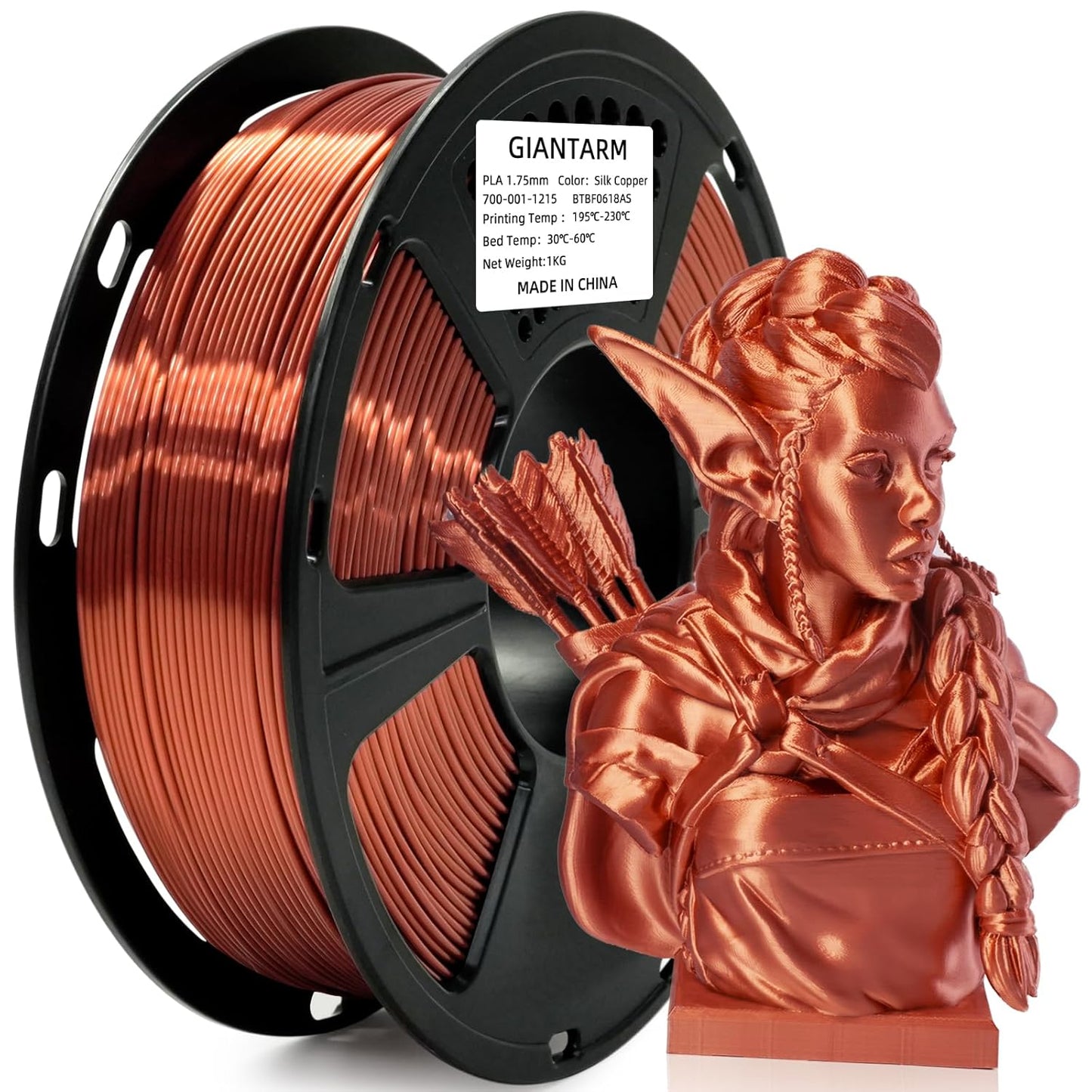 GIANTARM Silk Metallic Silver PLA 3D Printer Filament