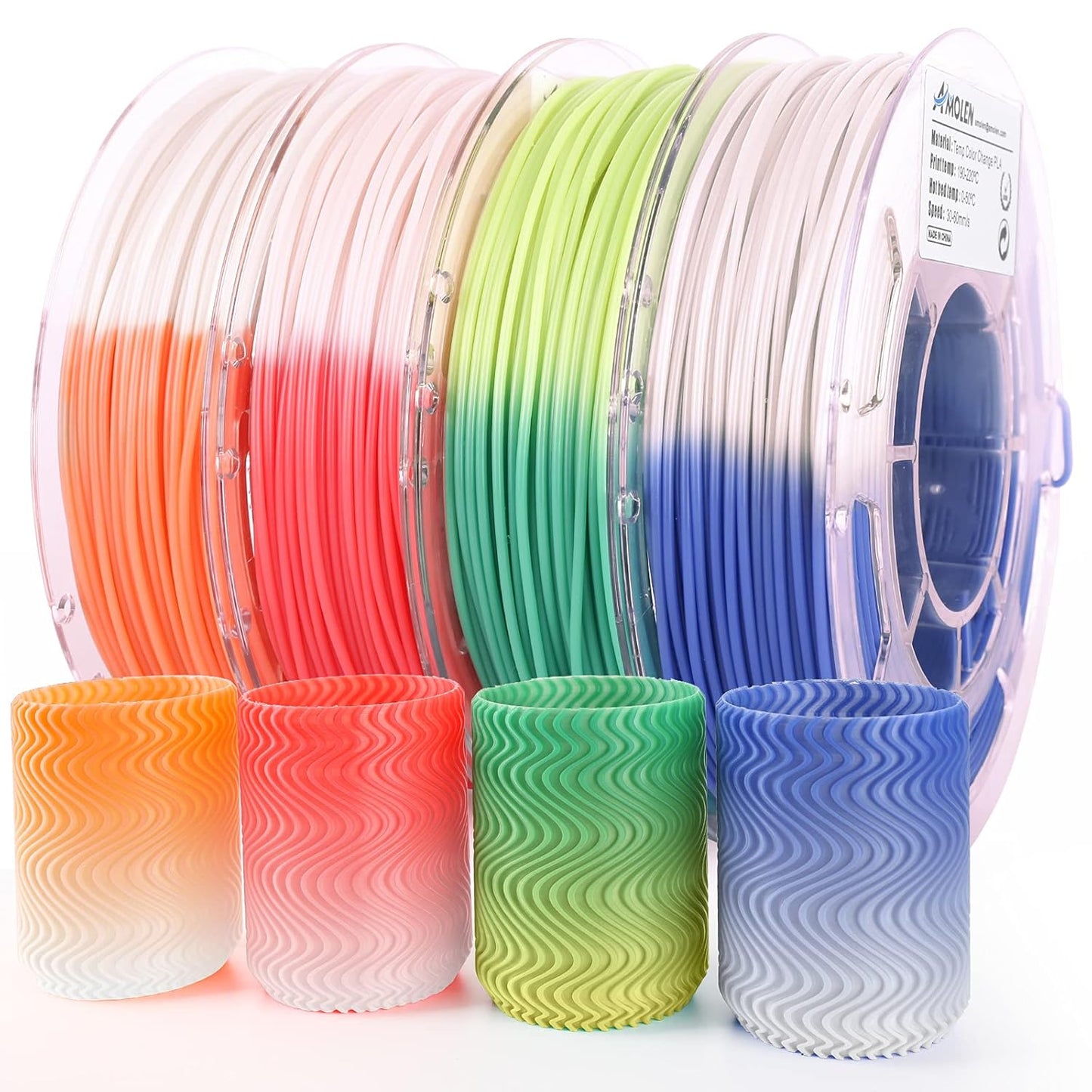 AMOLEN Silk PLA 3D Printer Filament Bundle