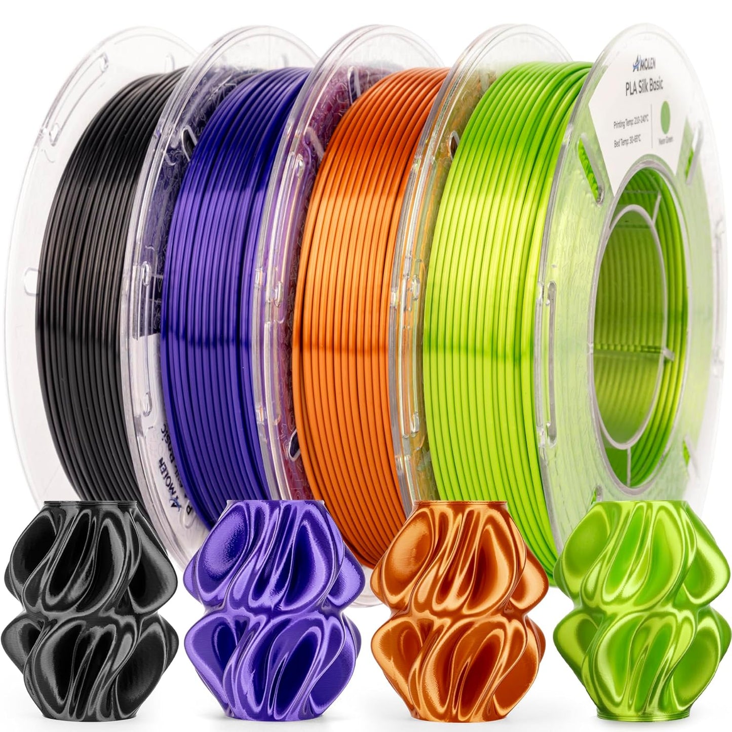 AMOLEN Silk PLA 3D Printer Filament Bundle