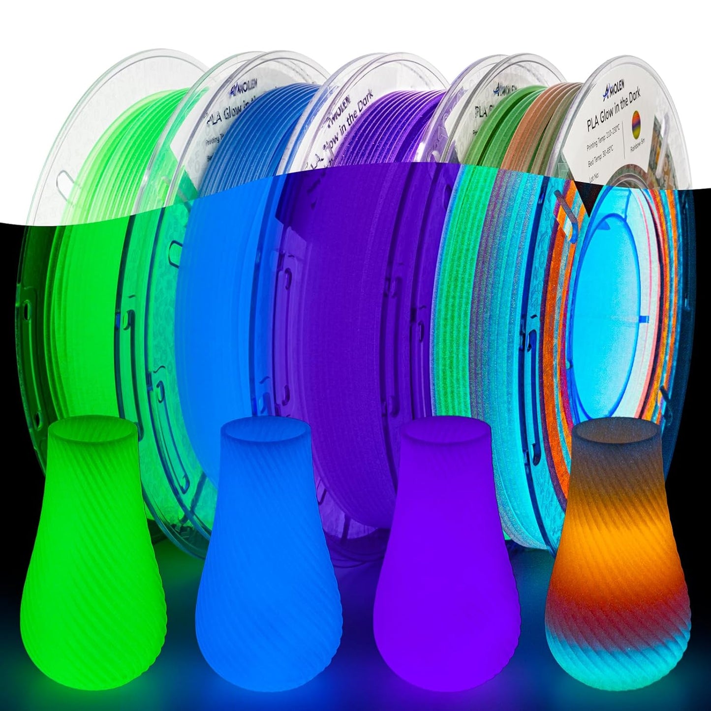 AMOLEN Silk PLA 3D Printer Filament Bundle