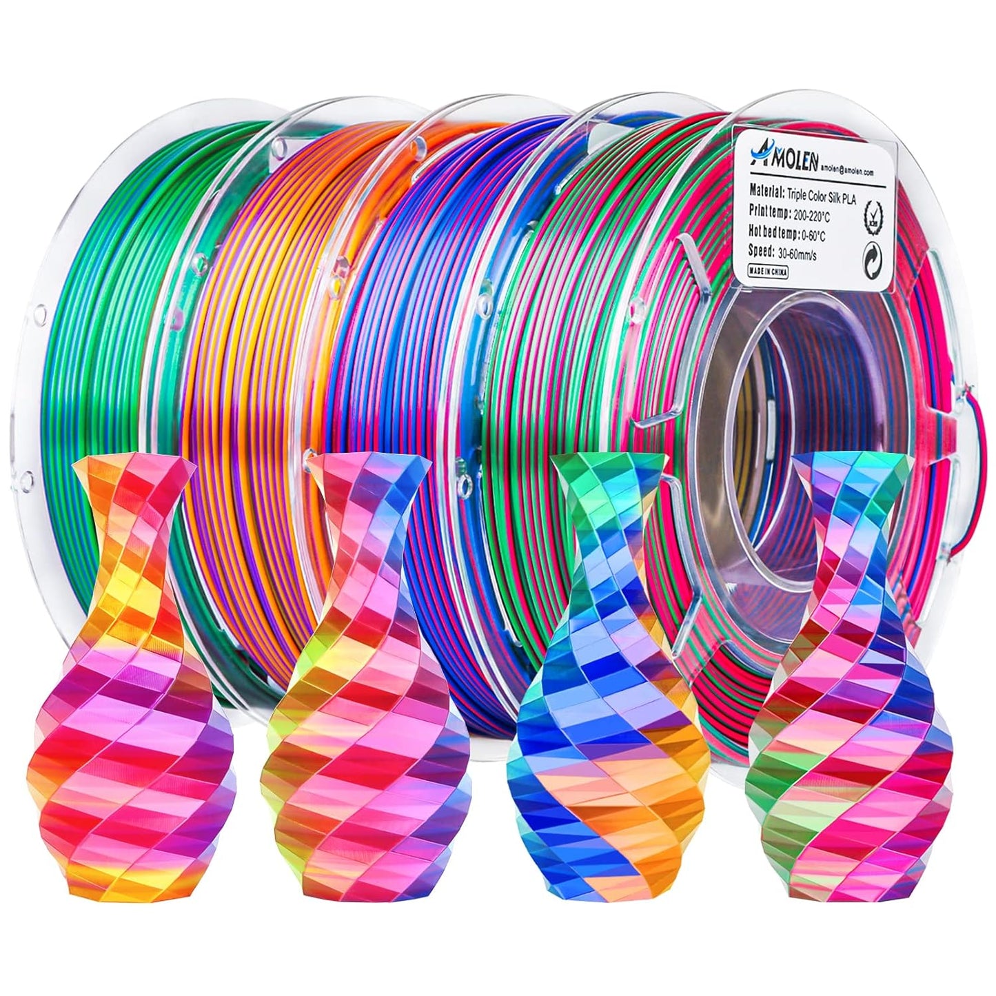 AMOLEN Silk PLA 3D Printer Filament Bundle