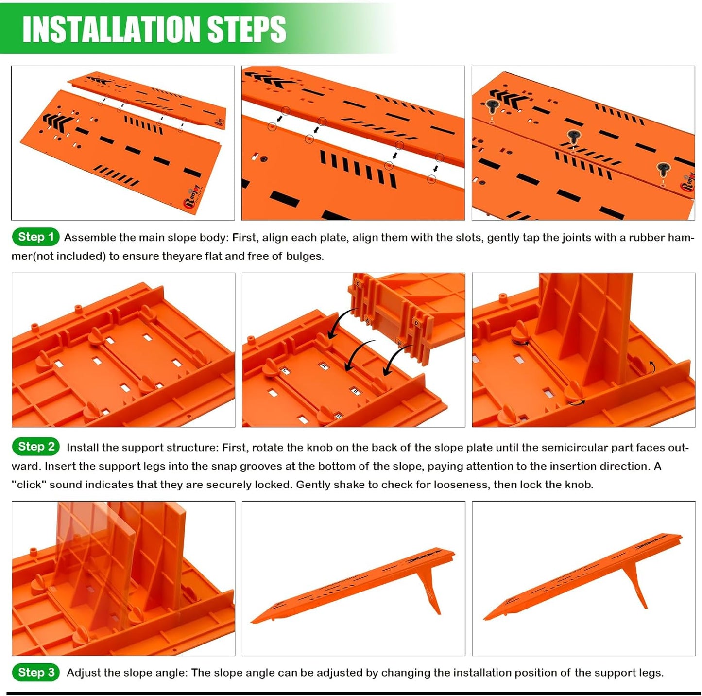 RC Car Jump Ramp Takeoff Board RC Ramp for Jumping Stunt Playset for 1/12 1/14 1/16 1/18 1/24 Remote Control Car Accessories(Orange)