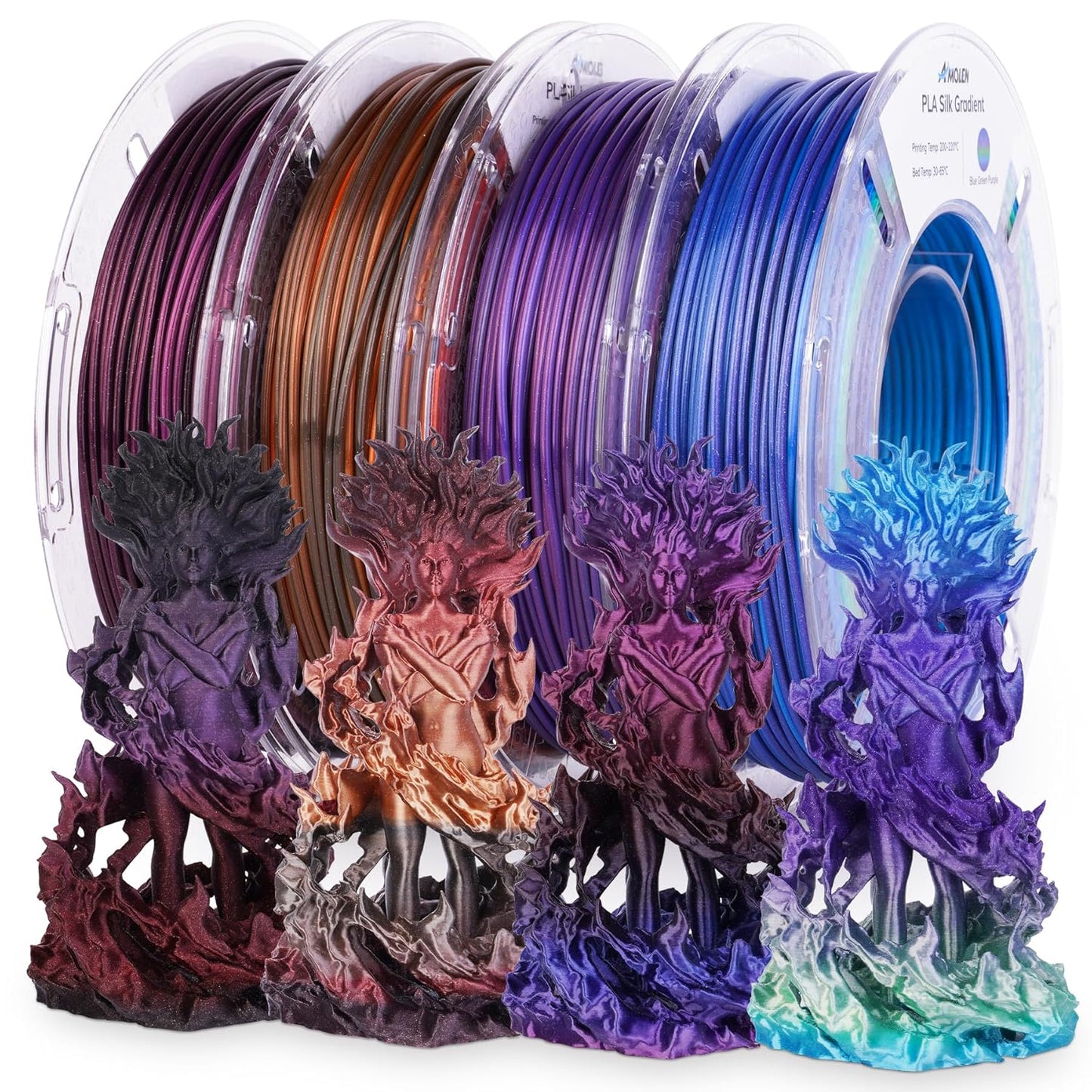 AMOLEN Silk PLA 3D Printer Filament Bundle